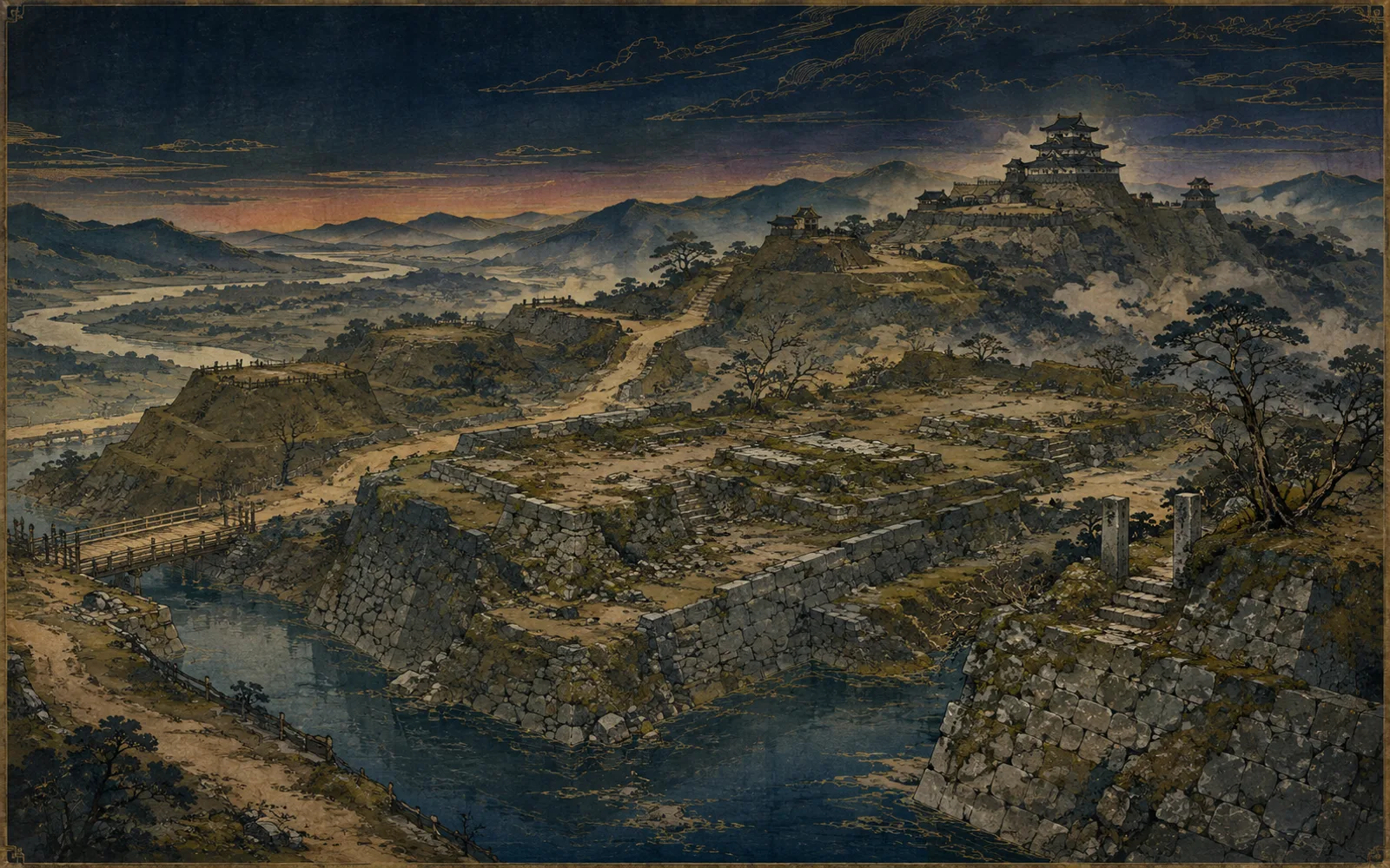 Interpretive illustrated fallback for Hamada Castle; not a site photograph.